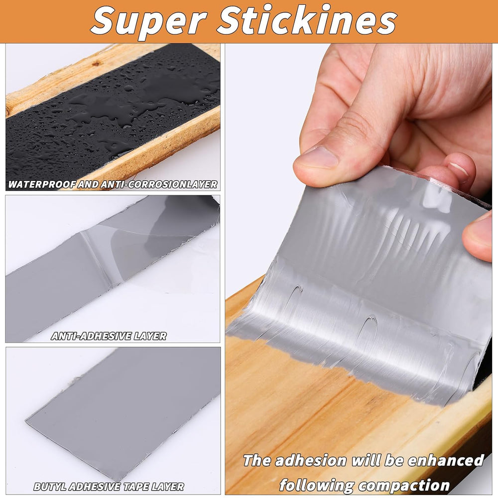2 Rolls Butyl Joist Tape for decking, 6 Inch x 50 Feet Weatherproof Butyl Sea...