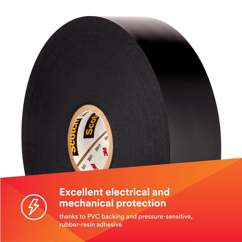 3M Scotch Vinyl Electrical Tape Super 88, 3/4 in x 44 ft, Black, 10 Rolls, Pr...