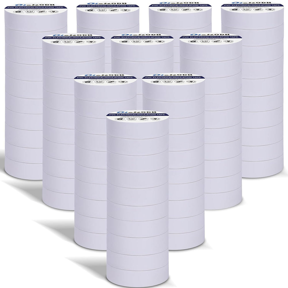 100 Rolls Electrical Tape Bulk 3/4 Inch x 66FT White Vinyl Insulation Tape
