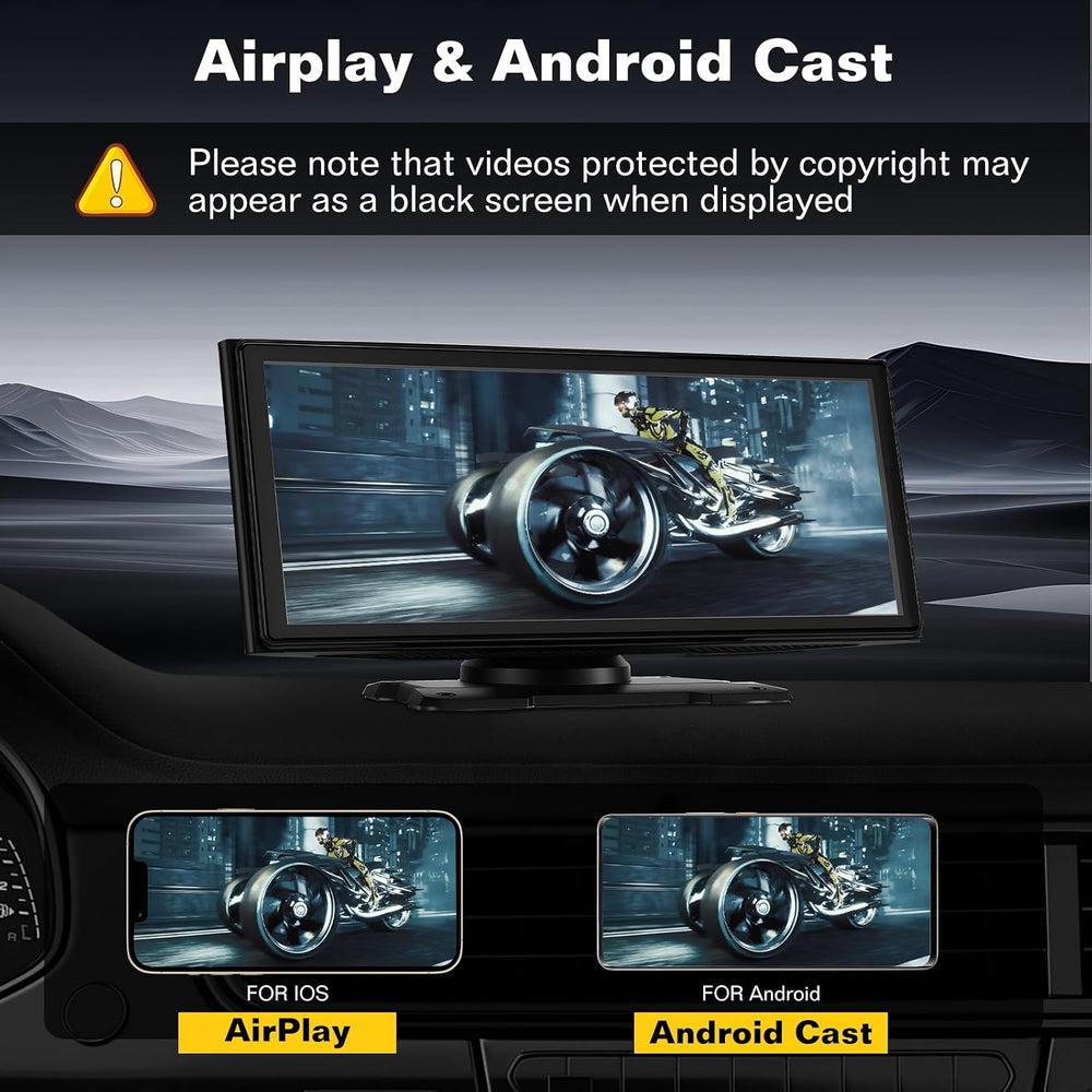 10.26'' Wireless CarPlay Screen for Car with 4K Dash Cam & 1080P ...