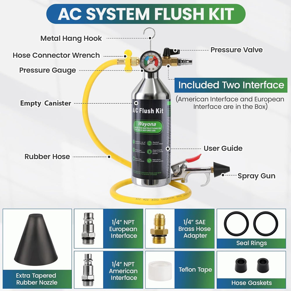 Wayona AC Flush Kit - Air Conditioner System Flush Kit Automotive Pipeline Cl...
