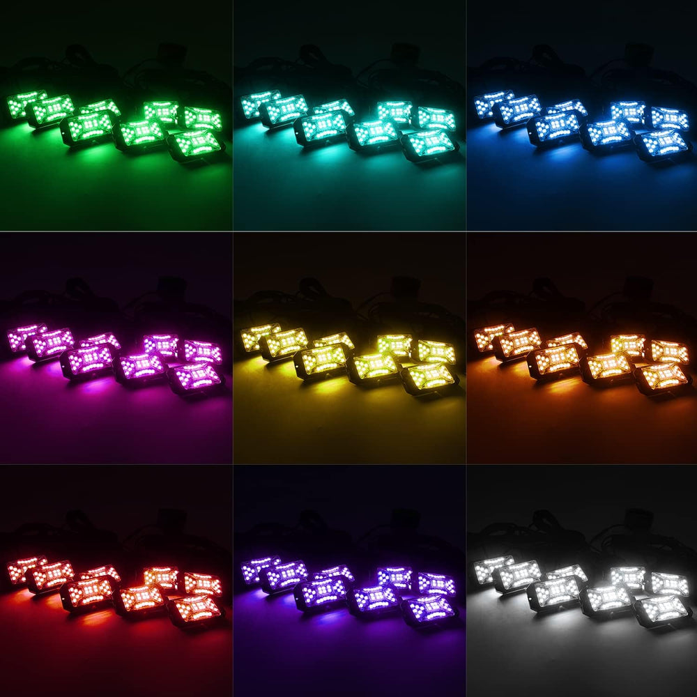 SUNPIE 8 Pods RGBW Rock Lights โ Full Beam Angle, 30 High Power Chips, Alumin...
