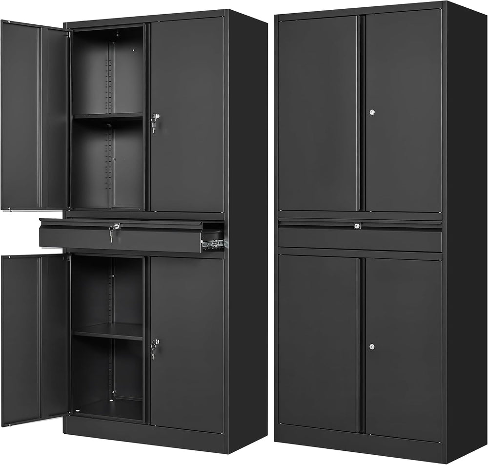 Letaya Metal Garage Storage Cabinet with Drawer,4 Door Tool Cabinet with Lock...