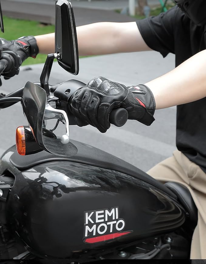 KEMIMOTO Sheepskin Leather Motorcycle Gloves