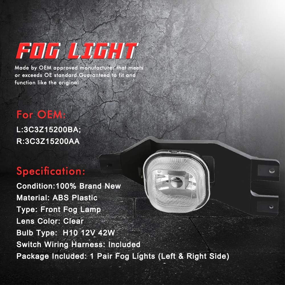 Driving Fog Lights Lamps Replacement for 1999-2004 Ford F250 350 450 550(Supe...