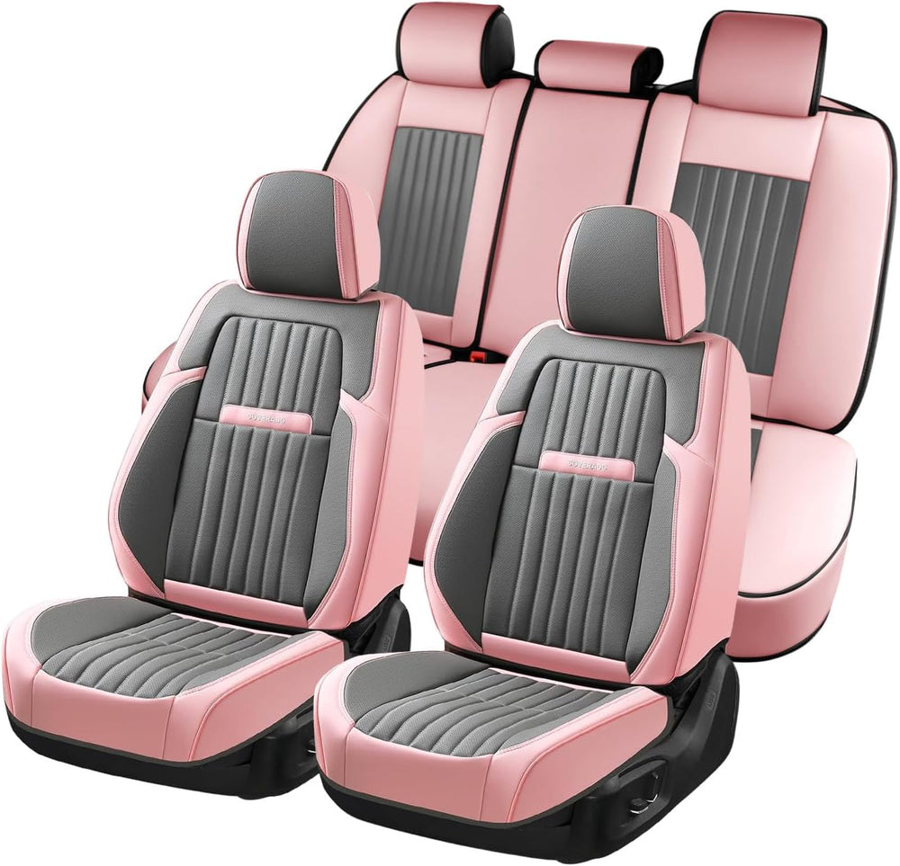 Coverado Car Seat Covers Full Set, Nappa Leather Seat Covers for Cars, Waterp...