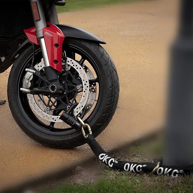 OKG Ultra Security Motorcycle Chain Lock, 4 Keys, 5 ft x 1/2in Thick Motorcycle