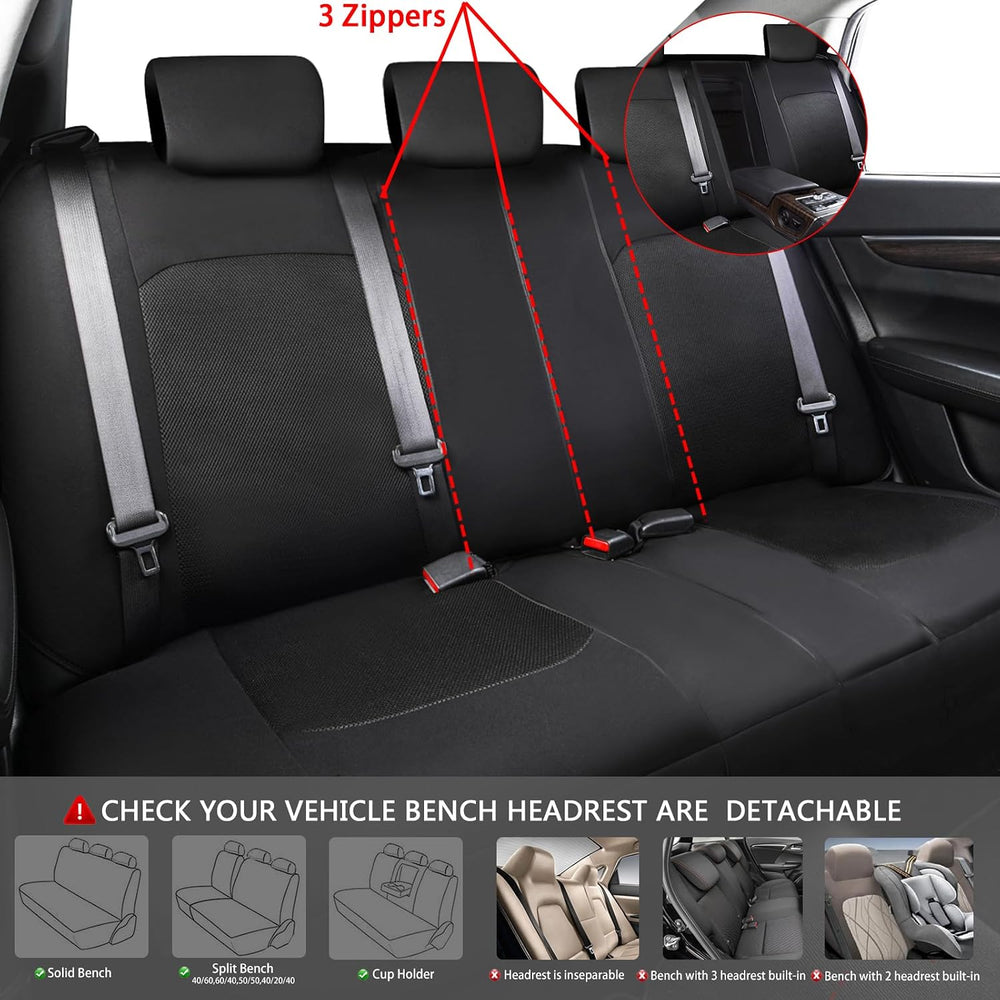 CAR PASS 3D Air Mesh Car Seat Covers Full Set, Breathable Sporty Rear Bench w...