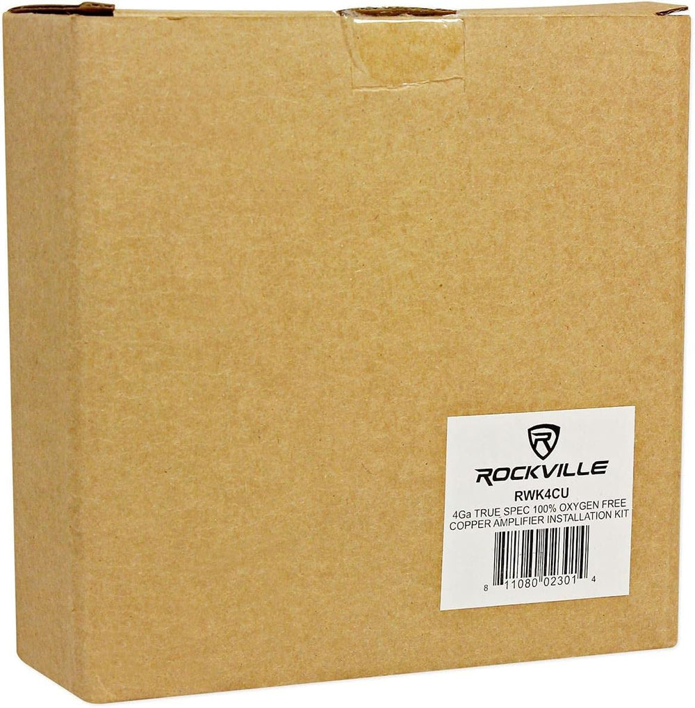Rockville RWK4CU 4 Gauge 100% Copper Car Amp Wiring Installation Kit, OFC