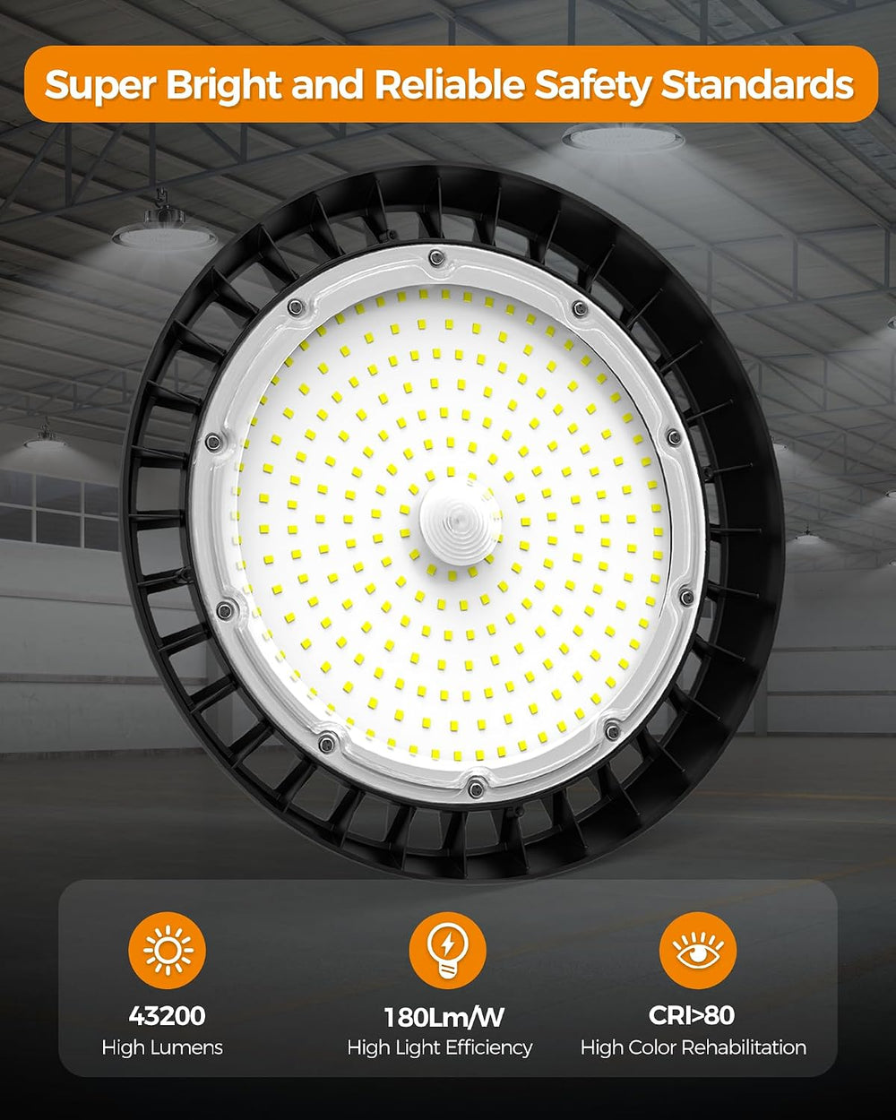 AIKVSXER 240W UFO High Bay Light 43200LM 6000K, 1-10V Dimmable Shop Lights