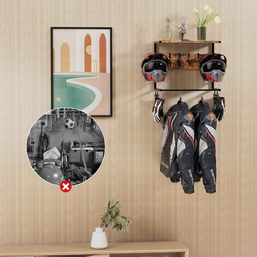 Motorcycle Helmet Holder Wall Mounted, Helmet Rack Wall Mount with Helmet Rac...