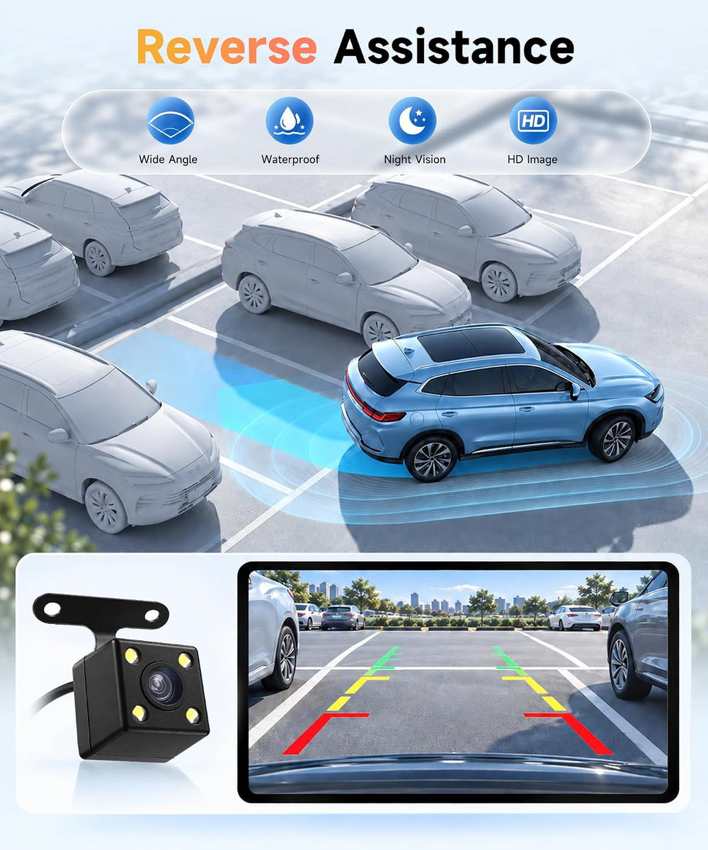 4 Channel 360ยฐ Dash Cam, FHD 1080P Dash Camera Front Rear Left Right Inside