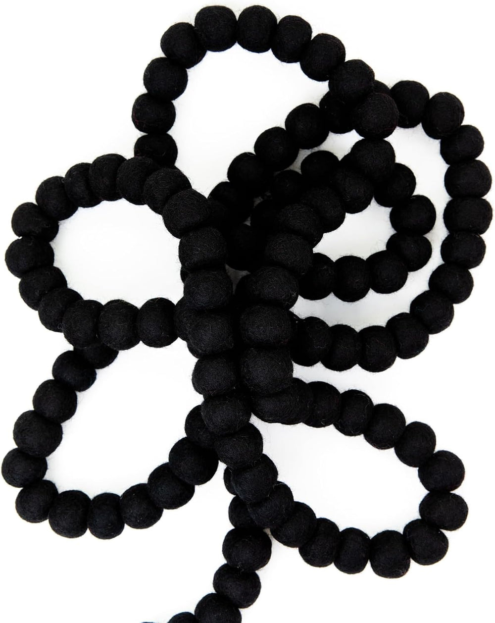 Black Felt Ball Garland, Wool Pom Pom Garland for Halloween Christmas Decor