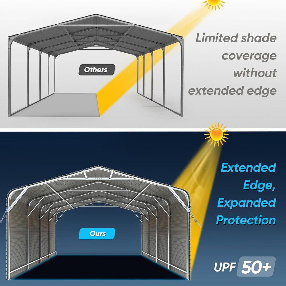 Quictent 20x20 FT 2-Car Metal Carport with Side Panels, Heavy Duty 30 PSF Sno...