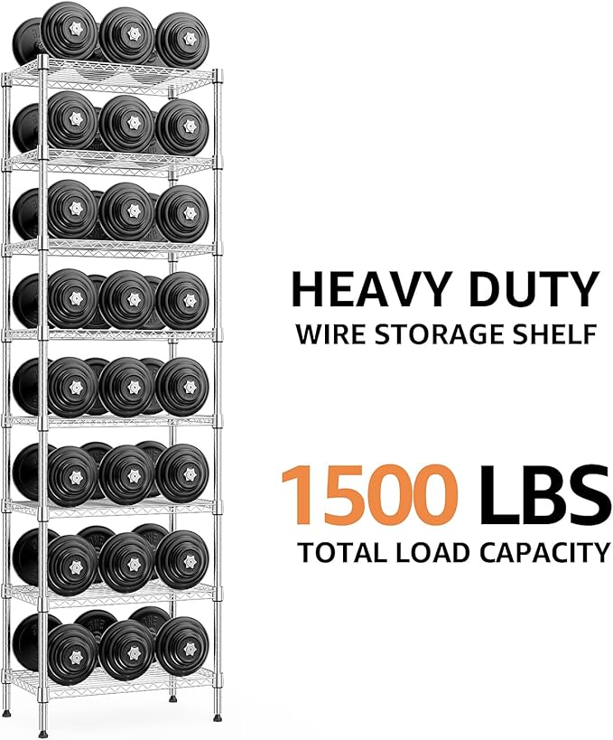 8 Tier 2000 lbs Storage Rack Metal Wire Shelving Unit, Storage Standing Shelf
