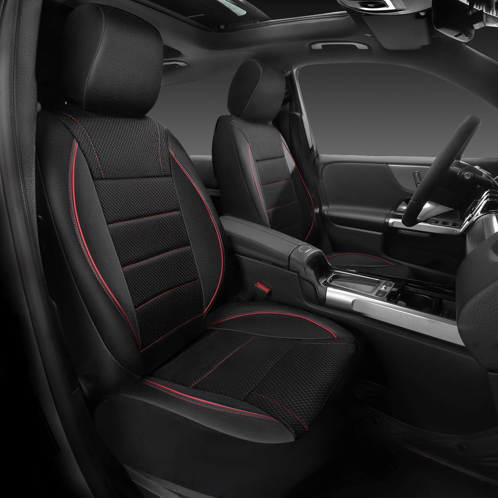 CAR PASS Air Mesh Leather Car Seat Covers Front Seats, Breathable Two Front S...