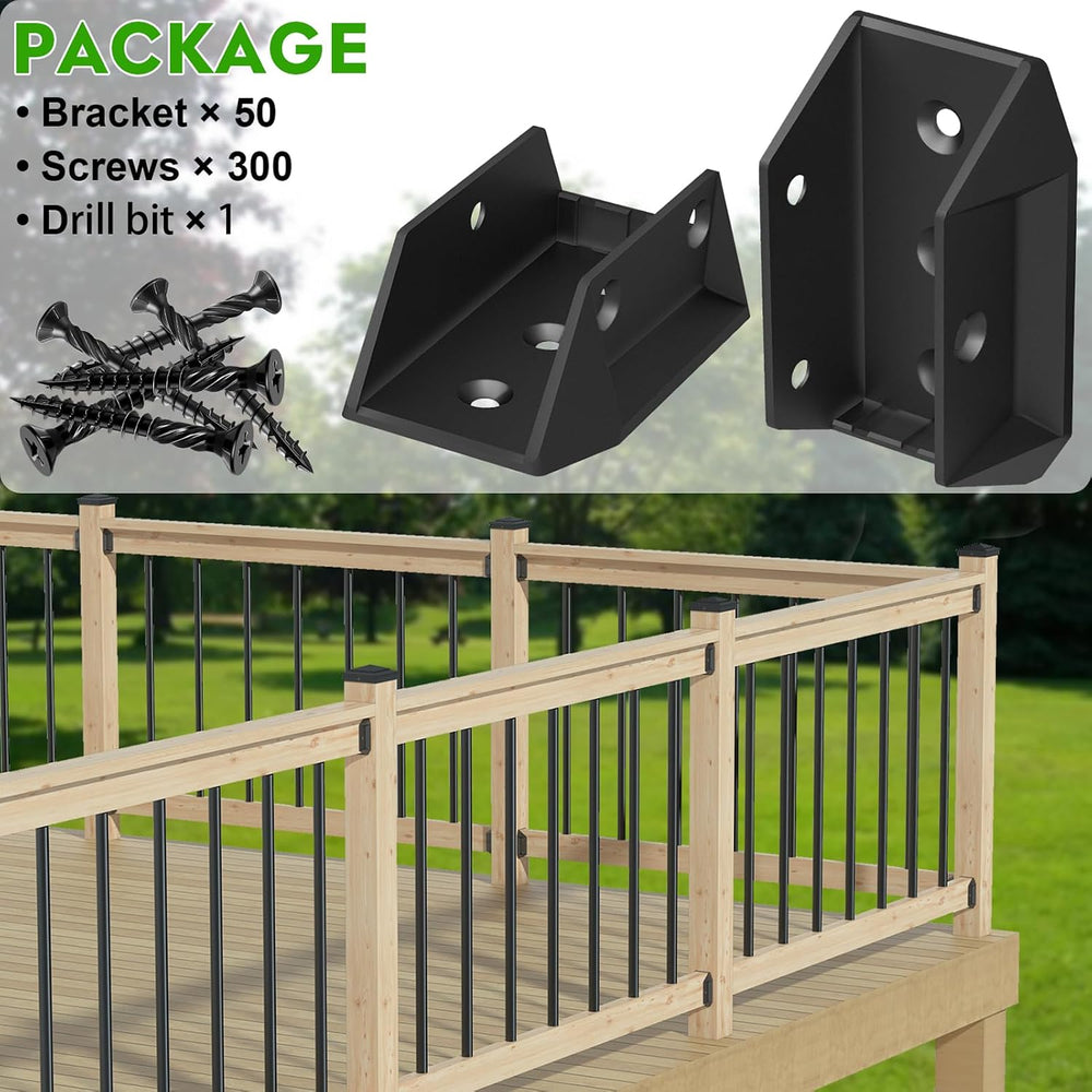 50 Pcs Heavy Duty ADC-12 Aluminum Deck Railing Brackets for 2x4 (Actual 1 ยฝ&q...