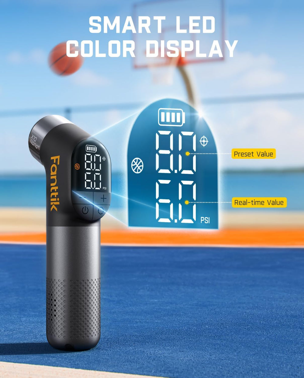Fanttik X10 Nano+ Electric Ball Pump, Inflate & Deflate, Auto-Shutoff