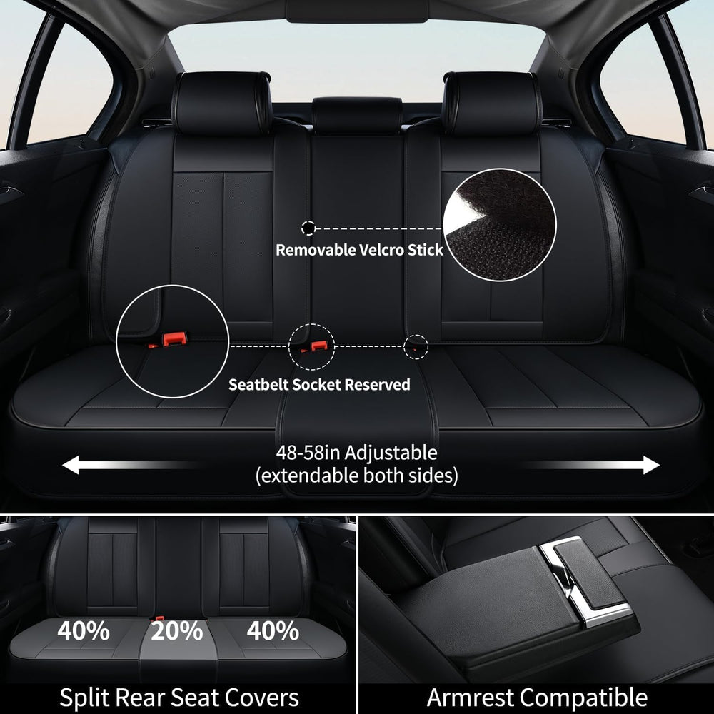 Car Seat Covers Full Set, Automotive Seat Covers, Black Car Seat Cover, Water...