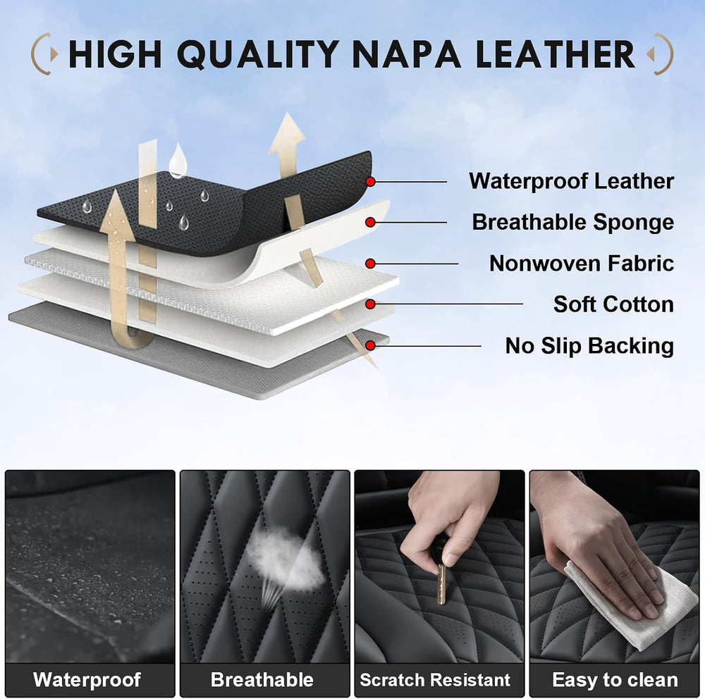 Coverado Leather Seat Covers Full Set for Ford F150F250F350F450(2015-2026)Wat...