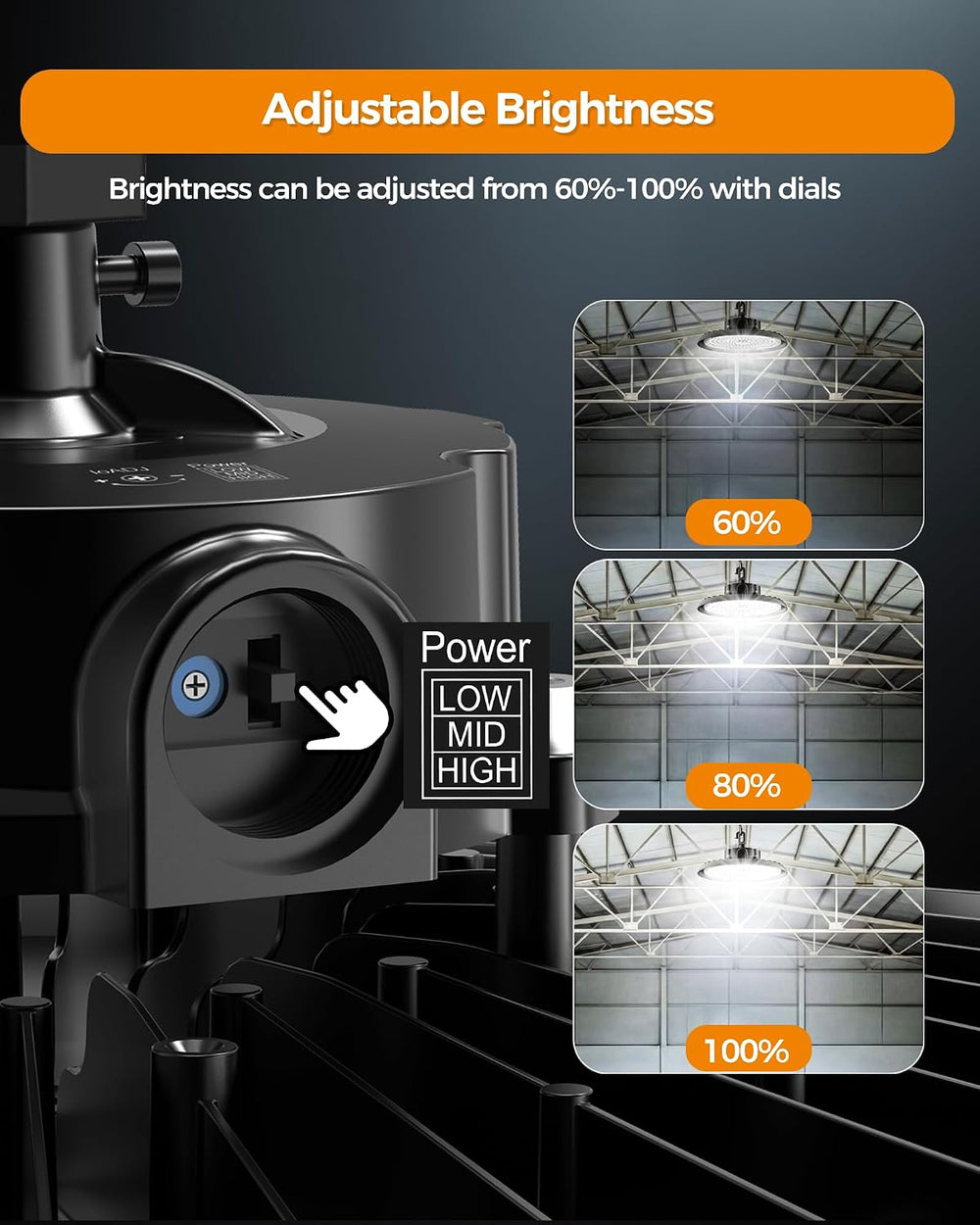 AIKVSXER 240W UFO High Bay Light 43200LM 6000K, 1-10V Dimmable Shop Lights