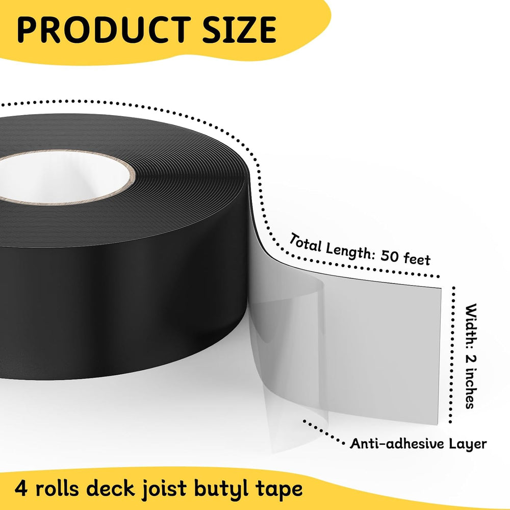 Joist Tape for Decking 2'' X 50', 4 Rolls Waterproof Deck Tape