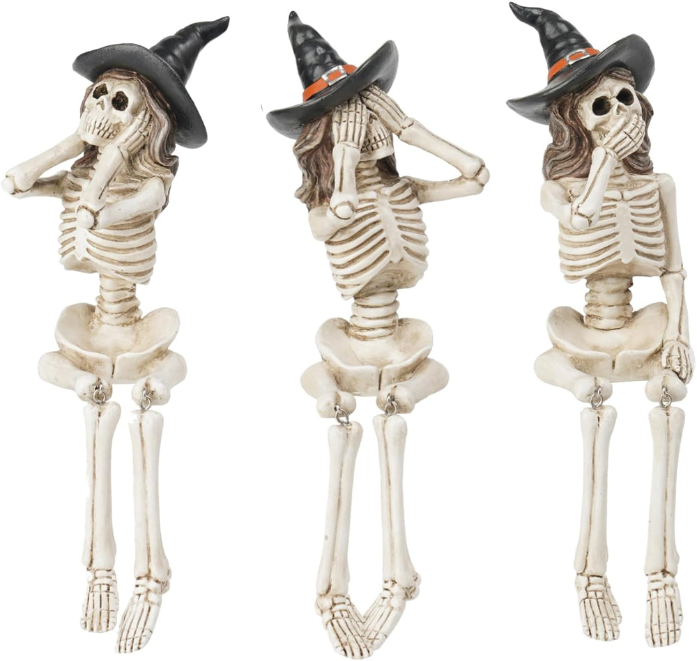 Newman House Studio Halloween-Dรฉcorations No-Evil-Skeleton-Figurines