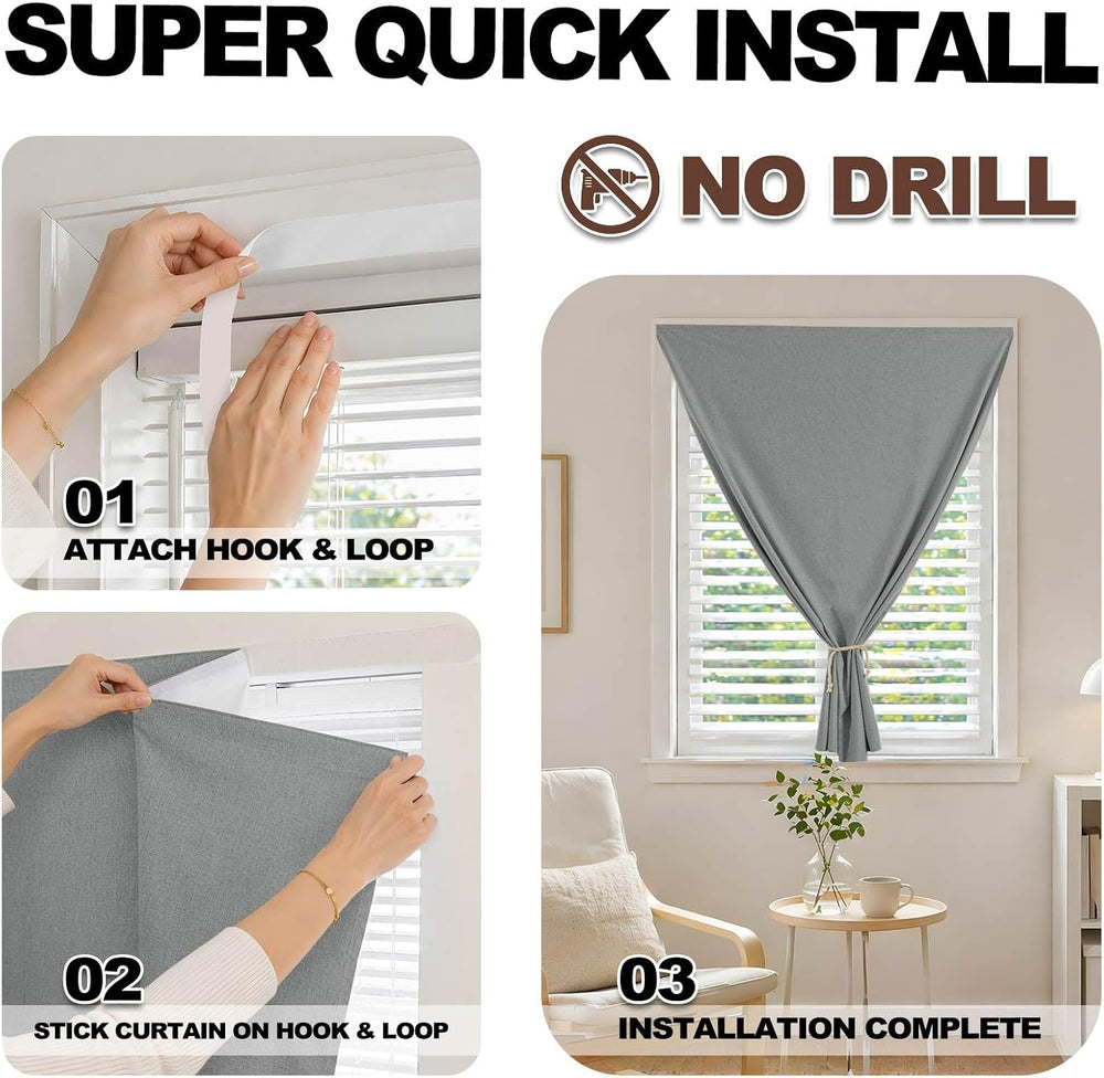 Adhesive Curtain,100% Blackout Curtains, No Drilling, Suitable for Multi-Scen...