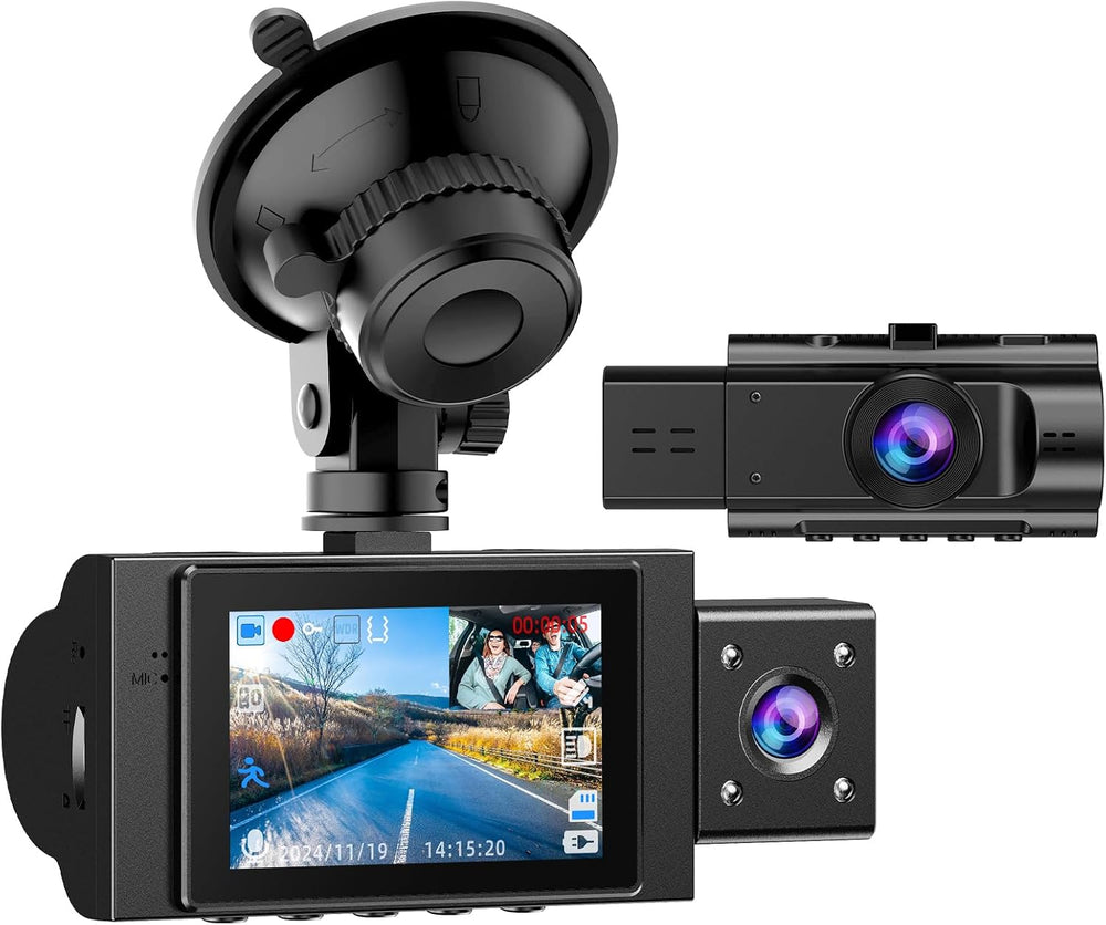 Dual Dash Cam Front and Inside, 1080P Car Camera with Infrared Night Vision