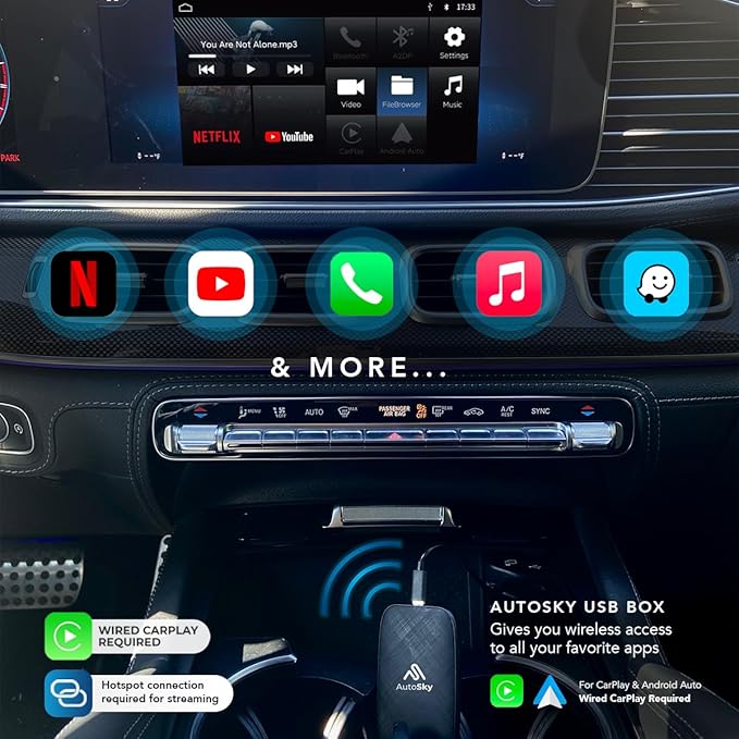 AutoSky Wireless CarPlay and Android Auto AI Box Lite