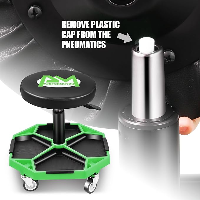 PM PERFORMOTOR Adjustable Height Pneumatic Garage Seat Rolling Mechanic Stool