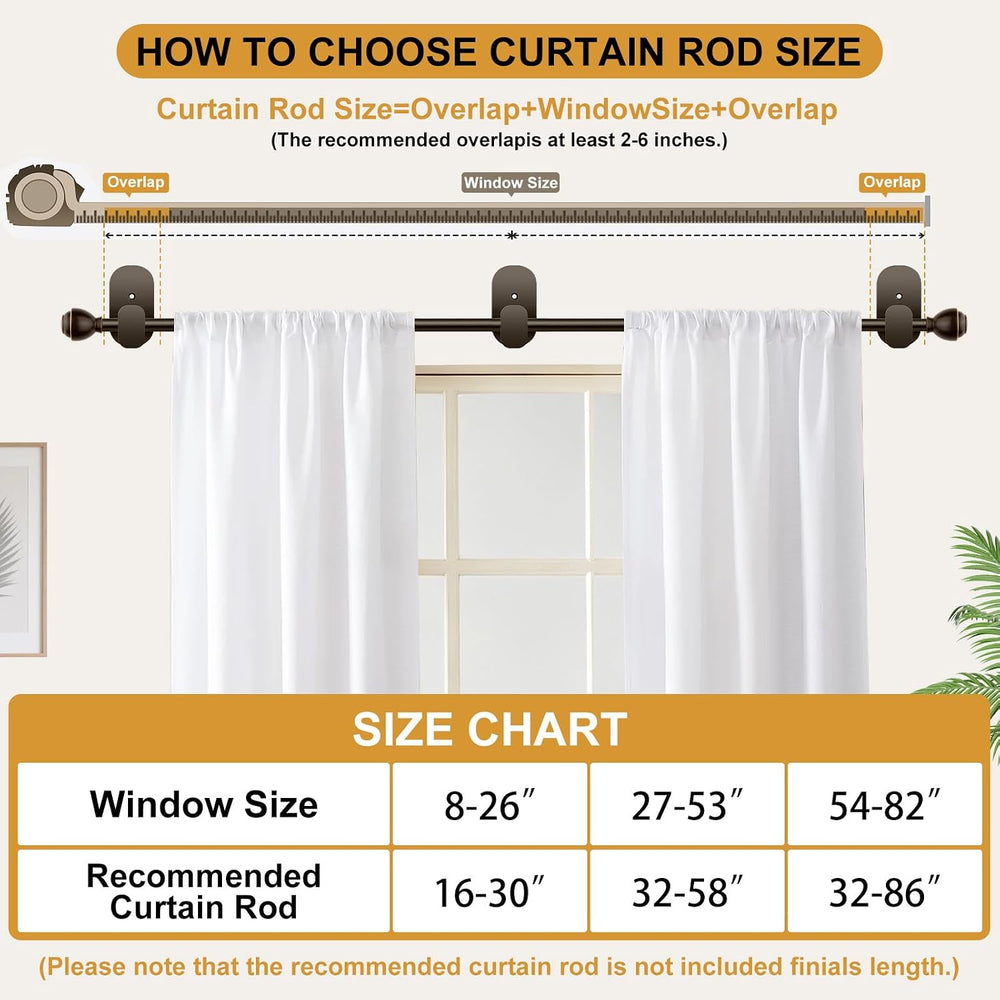 KAMANINA Curtain Rods No Drilling for Windows 32 to 86 Inch Bronze