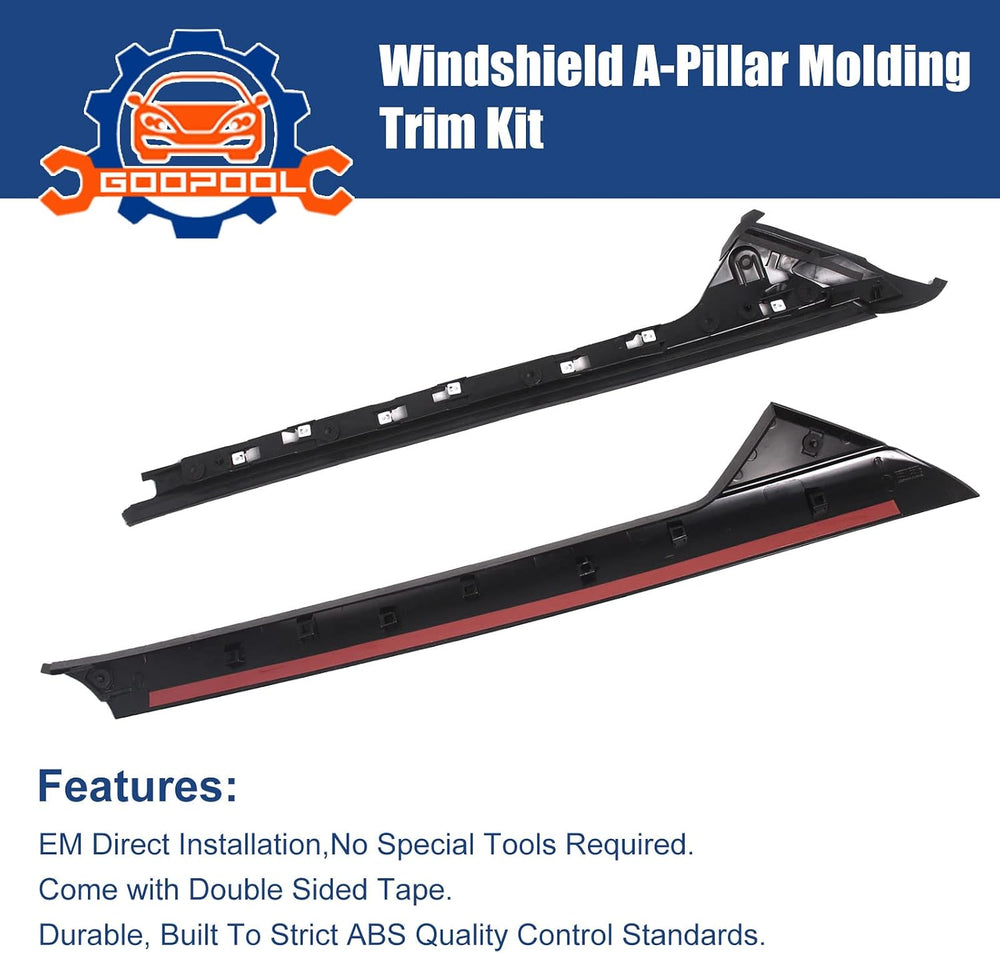 Windshield A-Pillar Molding Trim Kit Right Passenger Side Compatible with 201...