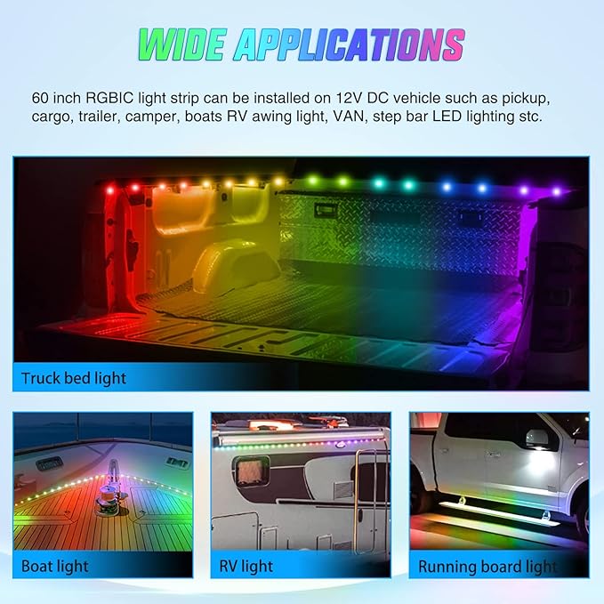 Nilight Truck Bed Light Strip RGB-IC LED Bar (3PCS)
