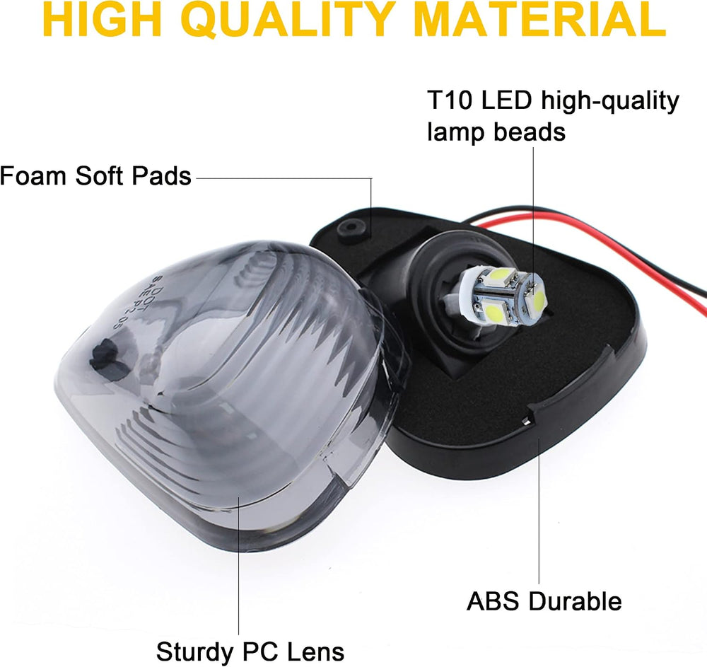 5X Black Smoke Lens Cab Roof Marker Running Lamps w/White LED Lights Compatib...