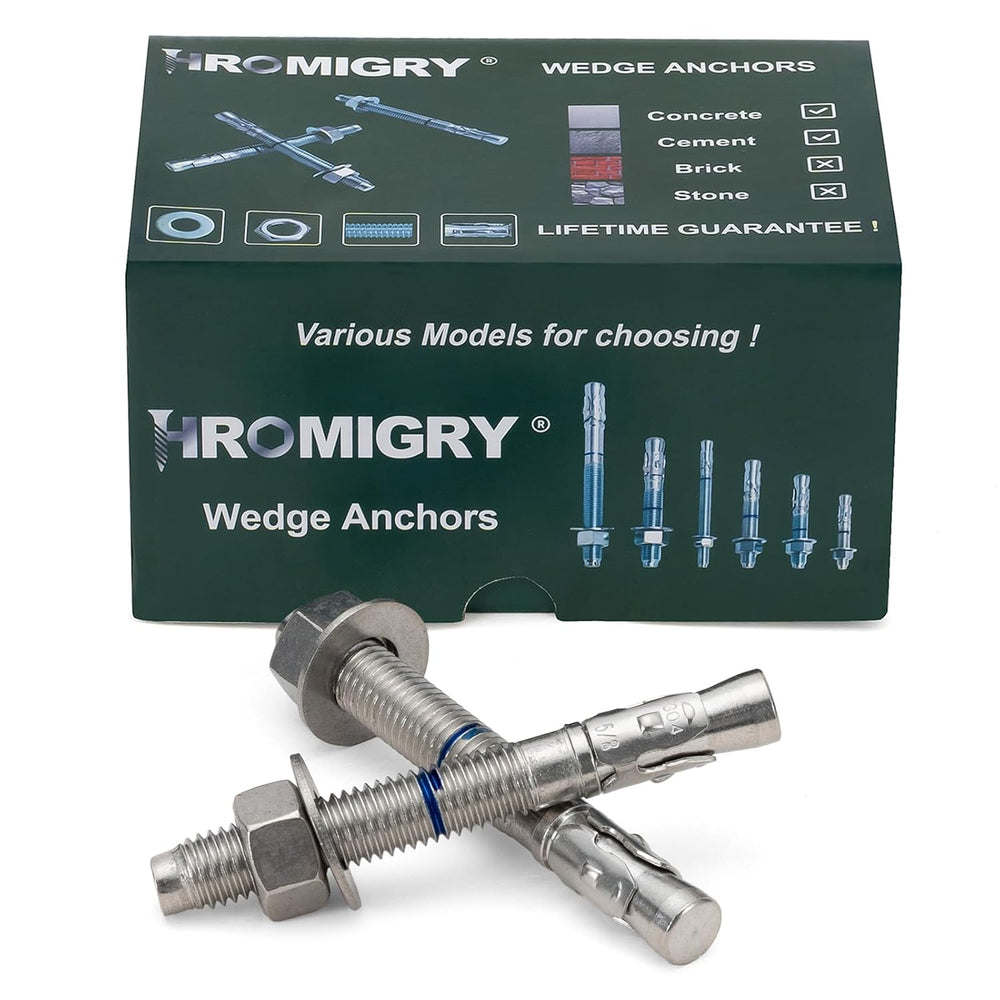 5/8" x 5" Concrete Anchors (12 Pack) 5/8 inch Wedge Anchors Bolts S...