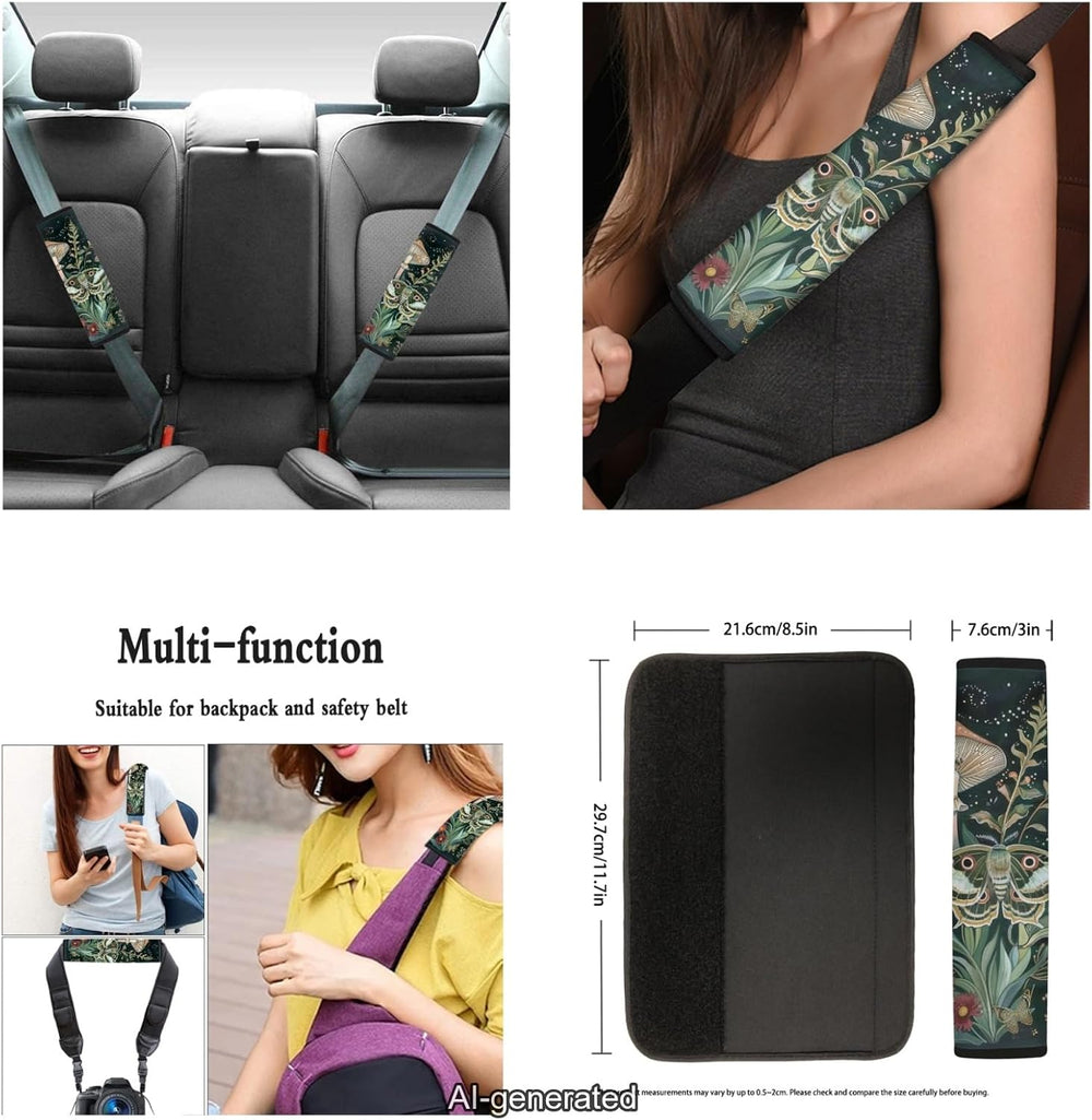 Ystardream Retro Moth Mushroom Car Seat Covers Full Set for Women Girly Car S...
