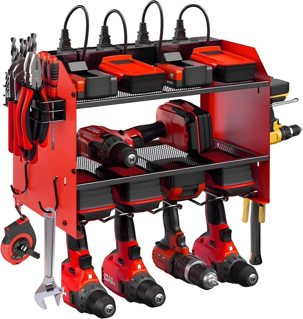 Power Tool Organizer wtih Charging Station,3 Layers Storage Rack