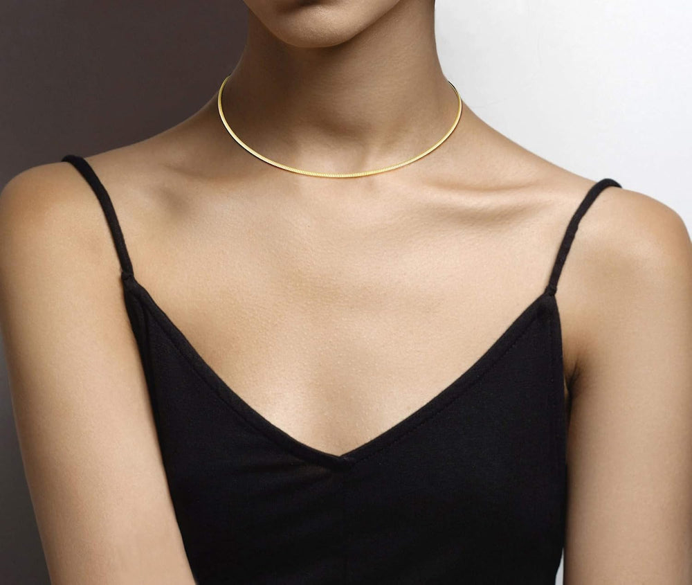 Miabella 18K Gold Plated 925 Sterling Silver Italian 2mm 2.5mm Dome Omega Nec...