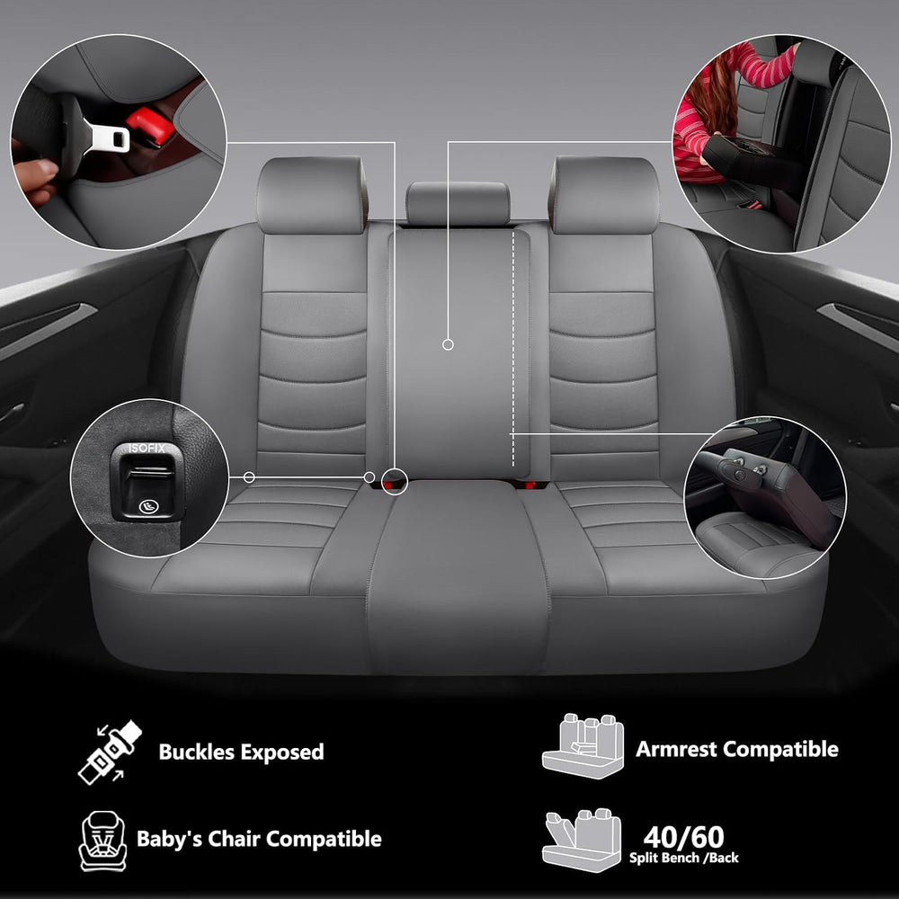 Leather Car Seat Covers Full Set,Universal Fit for Most Cars,SUVs and Sedans,...