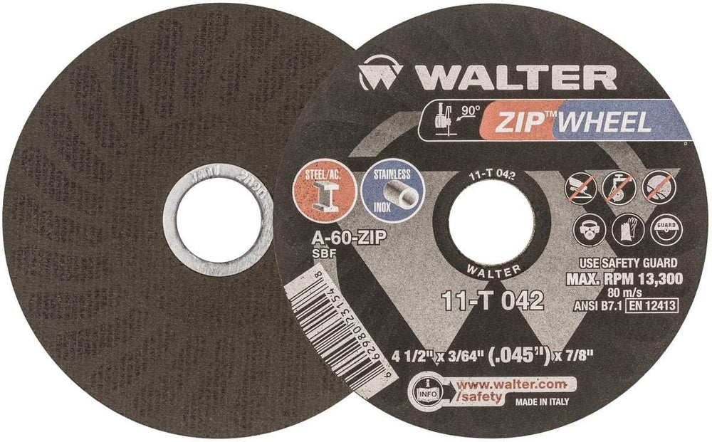 Walter Zip Wheelโข Cut-Off Wheel, 4.5" X 3/64" X 7/8'' T1, P...