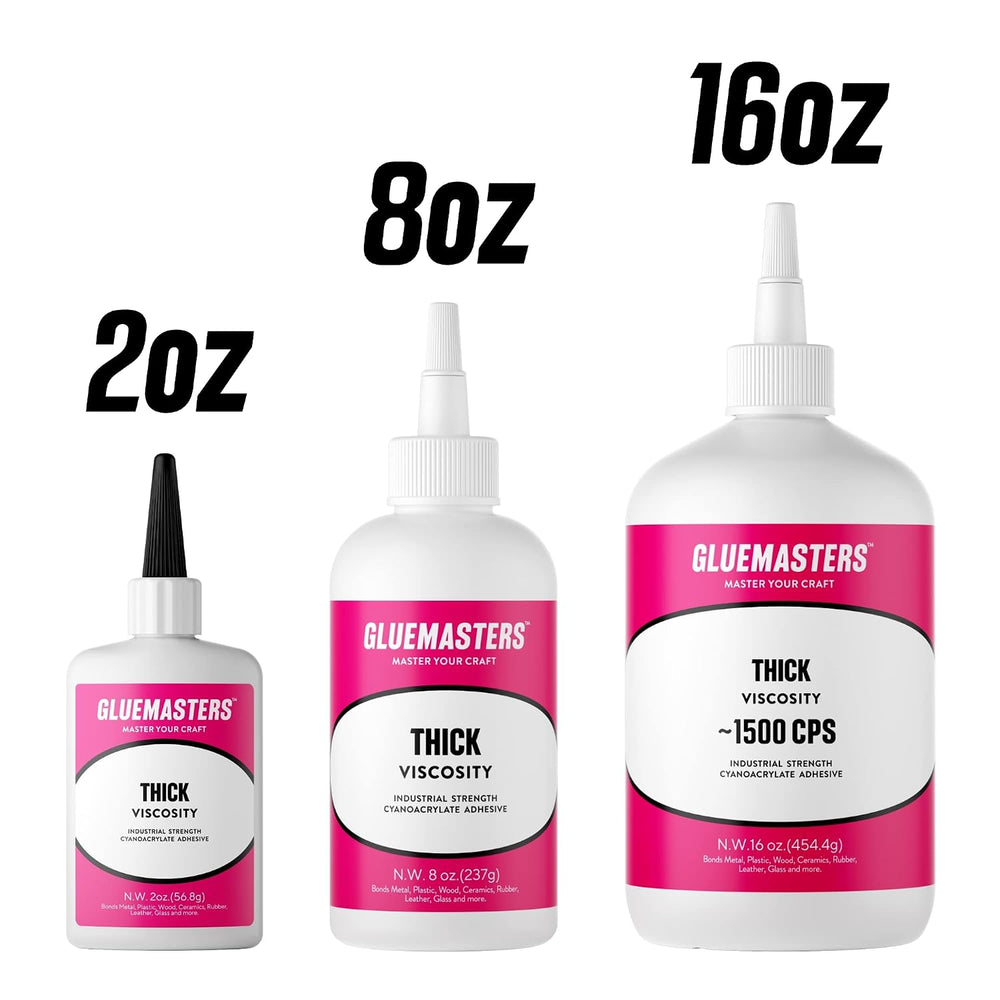 Professional Grade Cyanoacrylate (CA) Super Glue by GLUE MASTERS - Extra Larg...