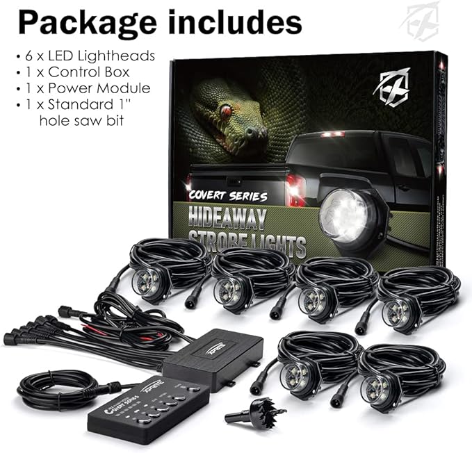 Xprite Amber Green LED Hideaway Strobe Lights Kit 20 Flashing Patterns (6 PCS)