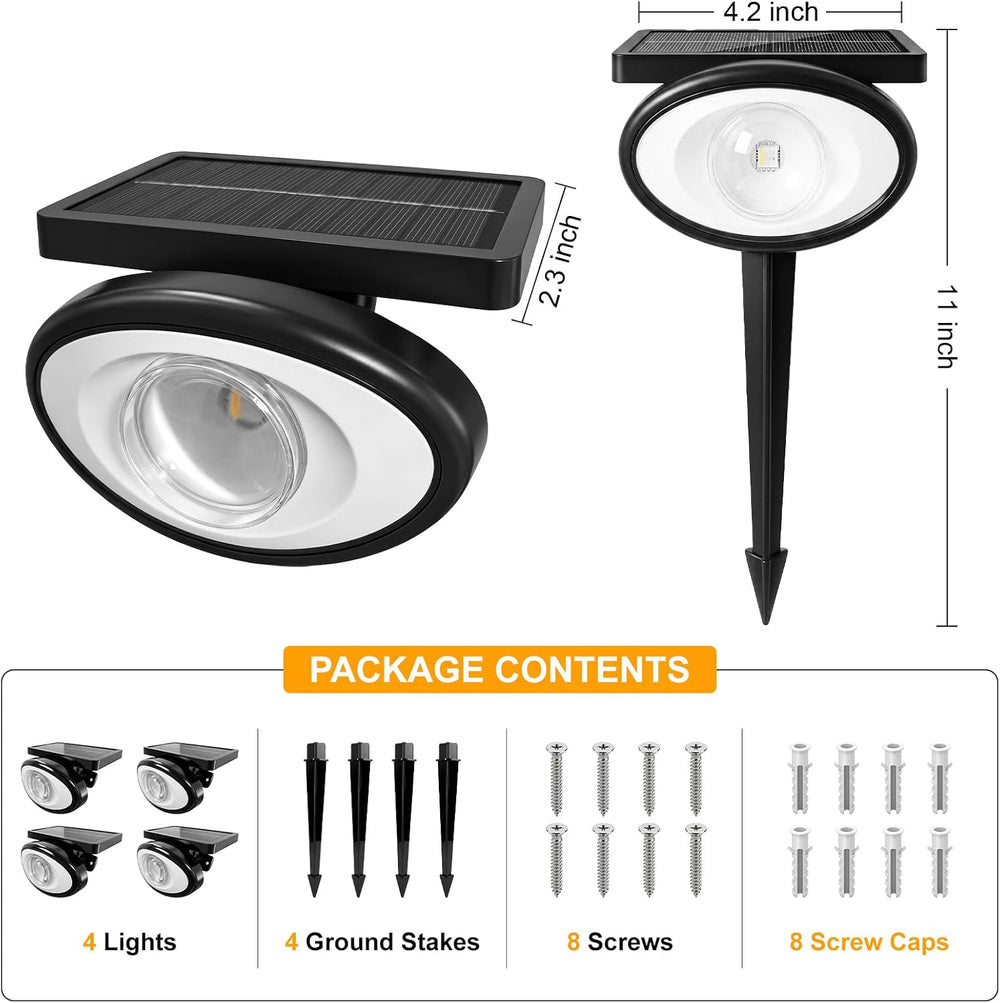 Solar Spot Lights Outdoor Waterproof,10Modes RGB Halloween Spotlights 4Pack