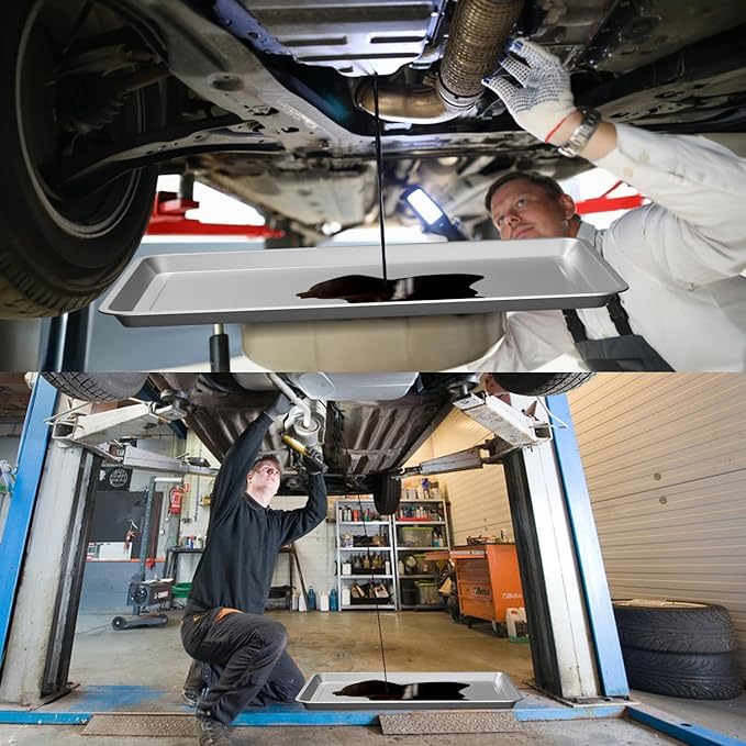 2 Pcs Under Car Oil Pans for Changing Oil, Motorcycle Automotive Oil Change Pan
