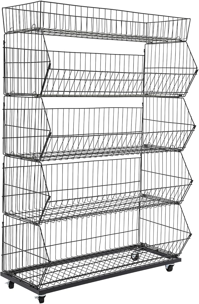 Retail Display Rack 5-Tier Market Merchandise Display Shelf Fruit Store Storage