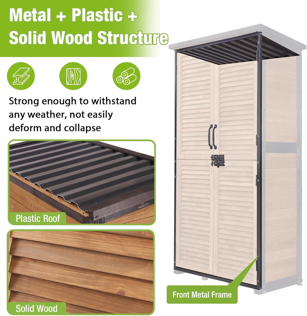 GUTINNEEN Outdoor Storage Cabinet Upgraded with Metal Frame Durable Storage S...