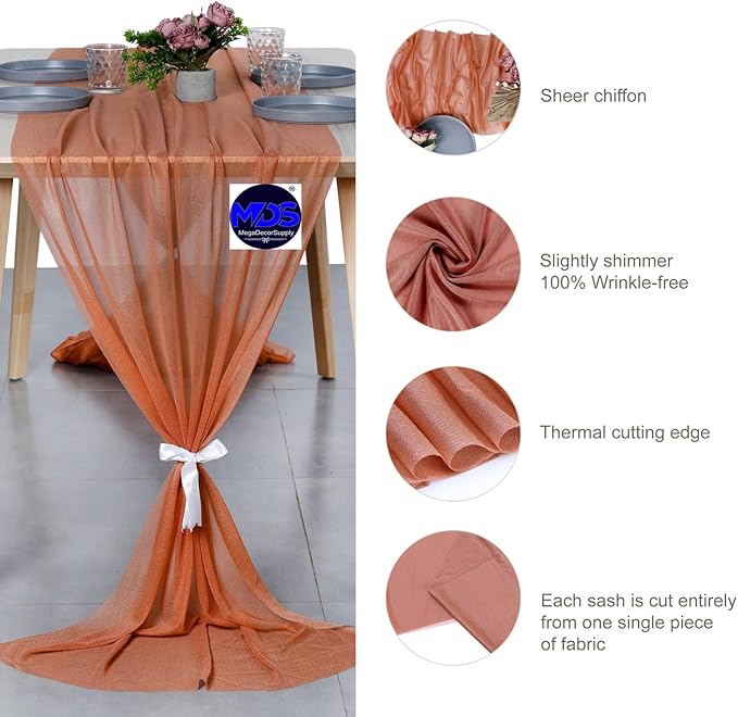 MDS Halloween Chiffon Table Runner - 5 Pack, 29 x 170 Inches, 14ft Each - She...