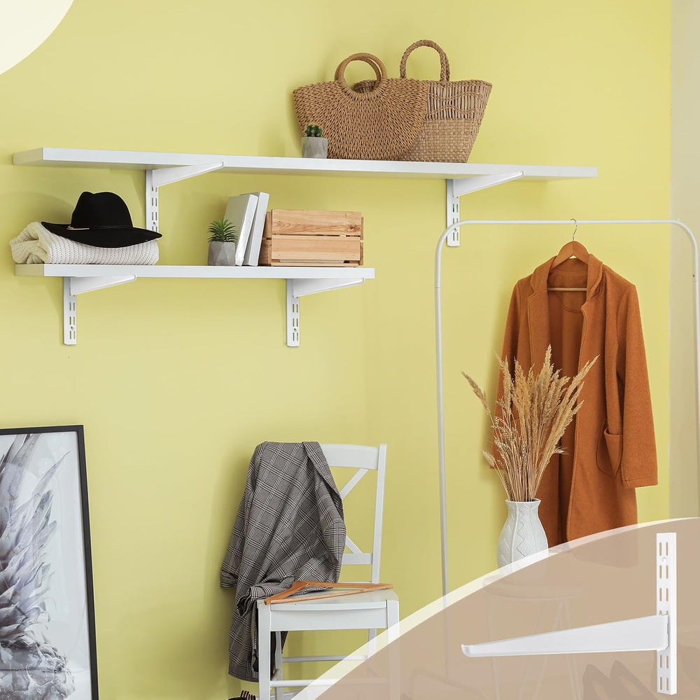 CroBlissful 20 Pcs Adjustable Shelf Brackets for Double Track System Closet O...