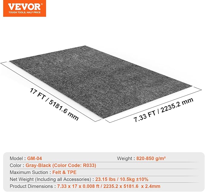 VEVOR Car Garage Mat, Shields Against Water, Durable Slip-Resistant Floor Cover